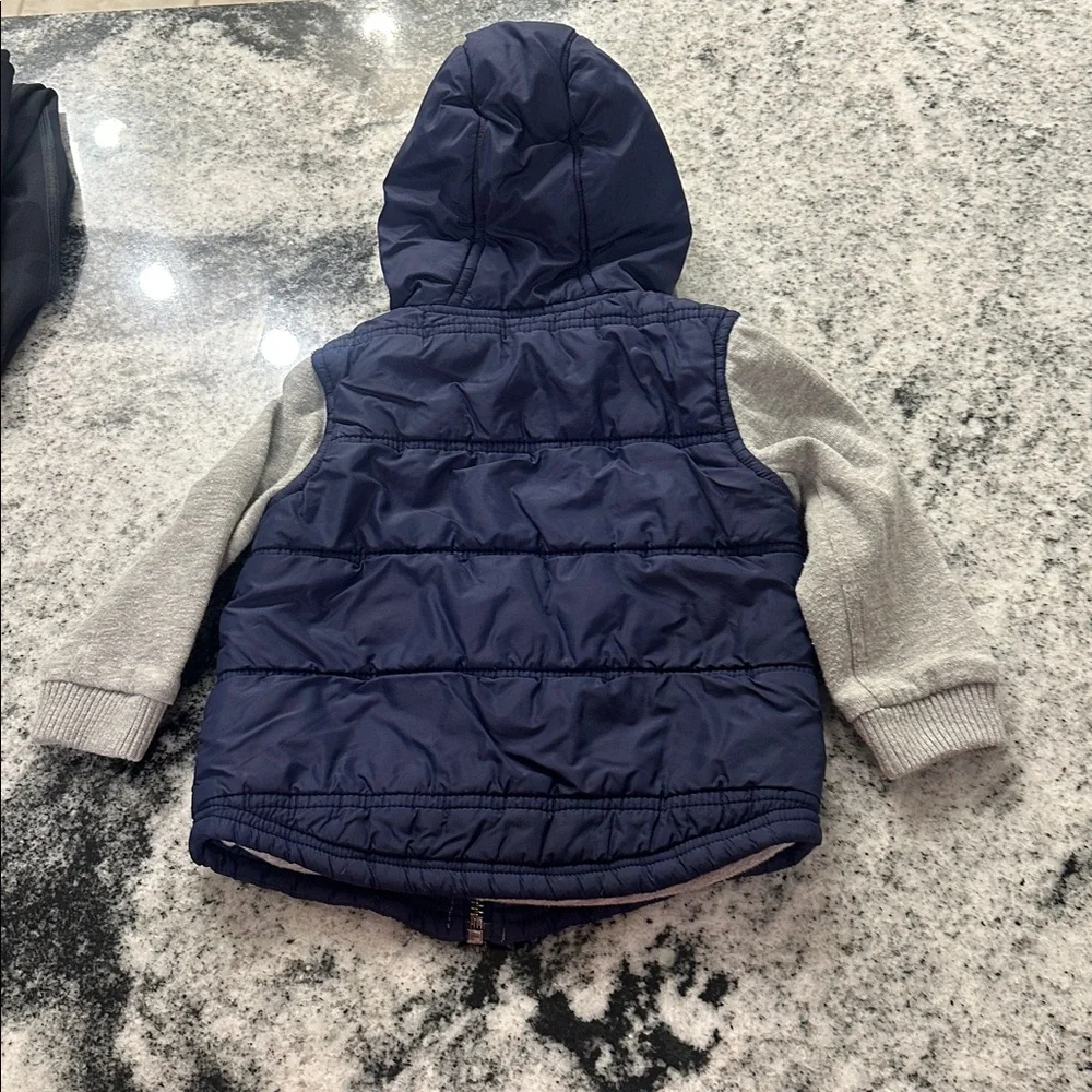 Tucker + Tate baby boy vest jacket coat with‎ hood gray and navy 12 months